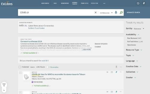 Primo COVID-19 initiative